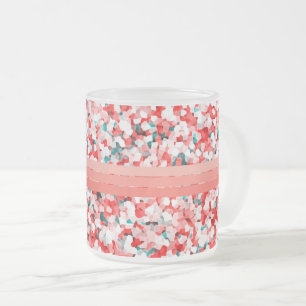 Tasse Givré Corail rouge rose rayures sur Motif cristal