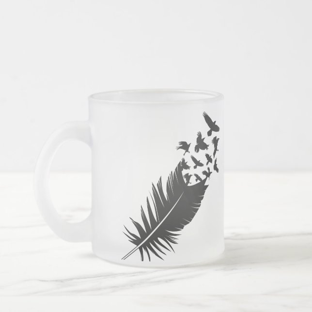 Tasse Givré Corbeau, plumes noires (Gauche)