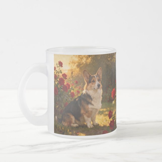 Tasse Givré Corgi dans les Roses I (Gauche)