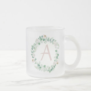 Tasse Givré Couronne de pivoine de printemps avec lettre perso
