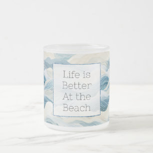 Tasse Givré Crème Bleue Mer Sable Océan Vagues
