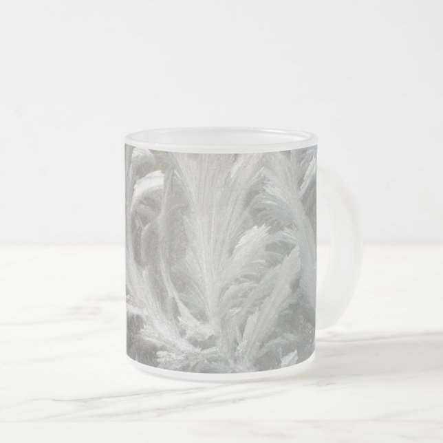 Tasse Givré Cristaux blancs gris givre d'hiver (Devant droit)