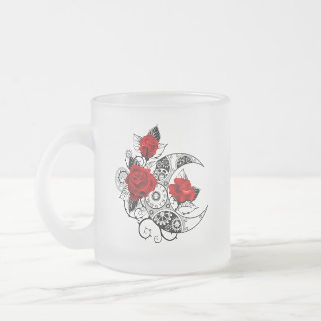Tasse Givré Croissant mécanique avec roses rouges (Gauche)
