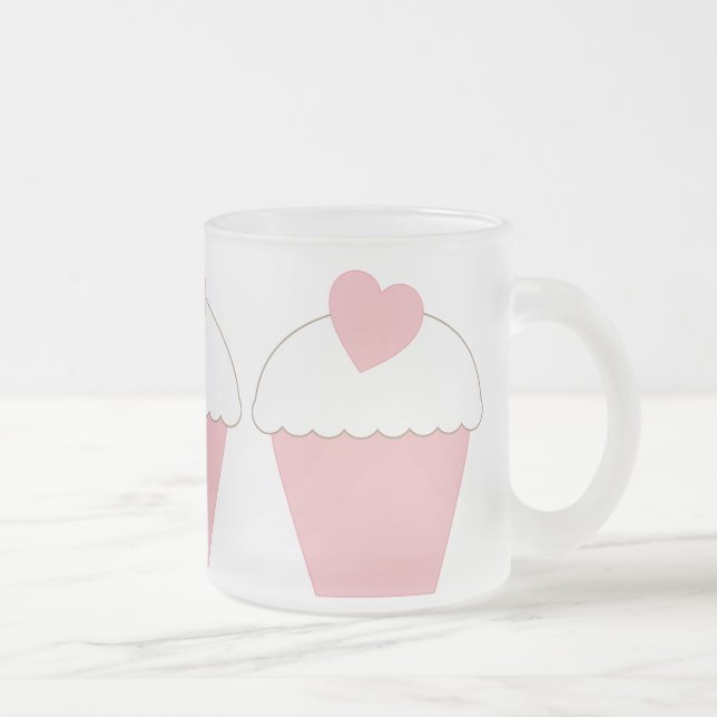 Tasse Givré Cupcake rose avec coeur (Droit)