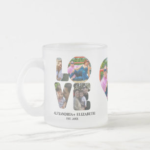 Tasse Givré Custom modern love 4 photo collage pour couples