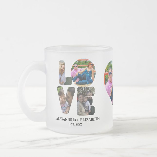 Tasse Givré Custom modern love 4 photo collage pour couples (Gauche)
