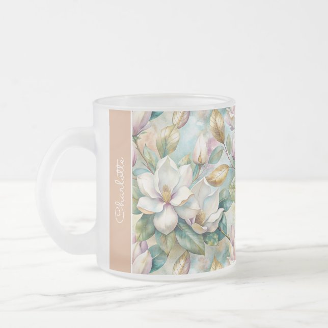 Tasse Givré Custom Pattern Elegant Magnolia Flowers (Gauche)