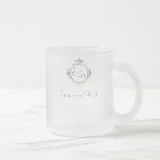 Tasse Givré Customiser les noms, initiales et phrase Aimer (Droit)