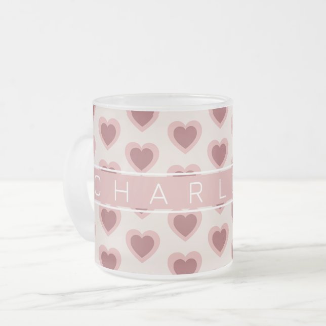 Tasse Givré Customized Y2K Heart in Bordeaux Pink Retro (Devant gauche)