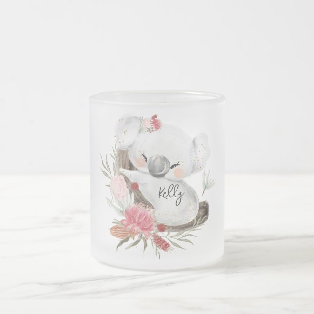 Tasse Givré Cute Baby Koala Gold Speckle Nom personnalisé (Centre)