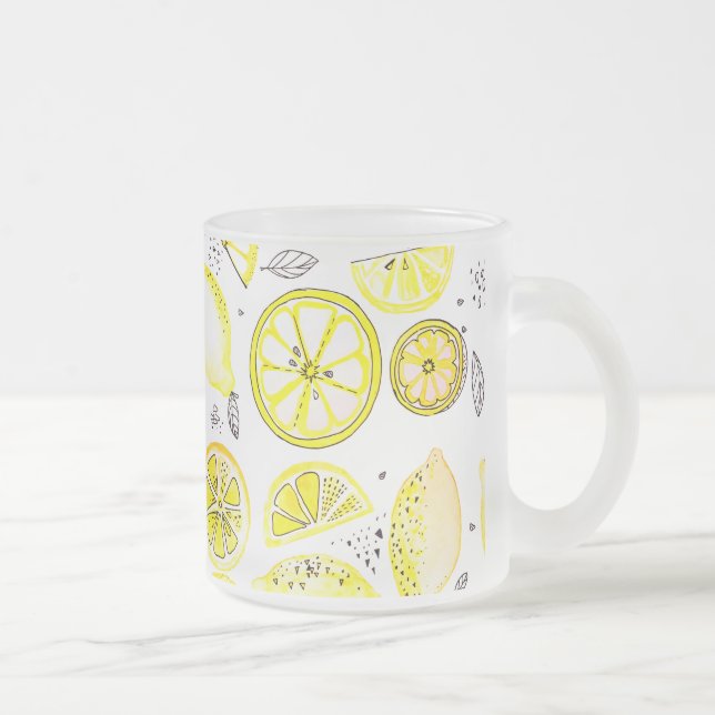 Tasse Givré Cute Fraîche Citrus Citron Été Doodle Jaune Grand (Droit)