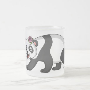 Tasse Givré Cute happy panda bear with flower cartoon