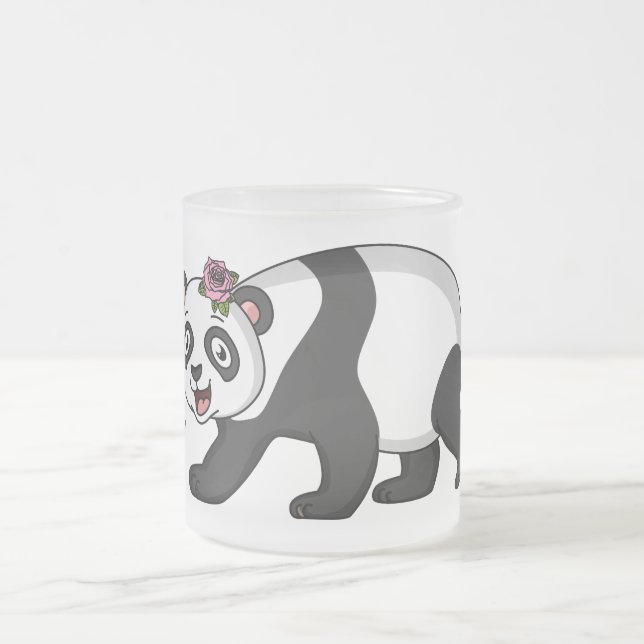 Tasse Givré Cute happy panda bear with flower cartoon (Centre)