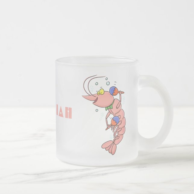 Tasse Givré Cute happy shrimp, dessin animé de crevettes (Droit)
