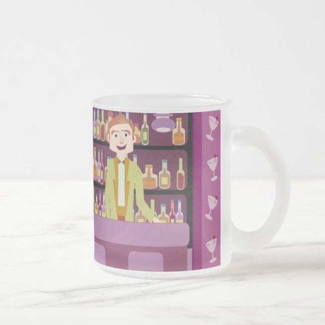 Tasse Givré Cute Retro Art Romantique Bar Dessin nocturne (Droit)