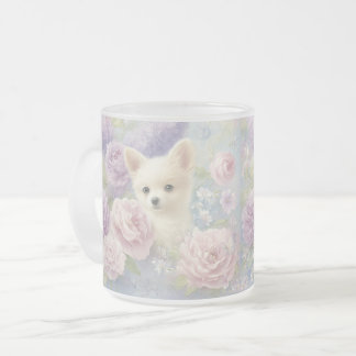Tasse Givré cute white puppy with flowers