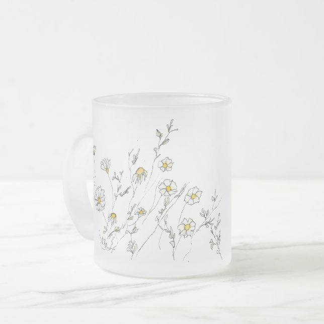 Tasse Givré Daisy's - Basies d'aquarelle blanche (Devant gauche)