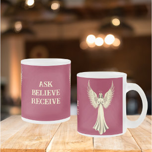 Tasse Givré Demander, Croire, Recevoir   Or Angel ailes Rouge