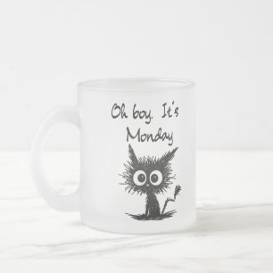 Tasse Givré Dessin de chat drôle "Oh Boy C'est Lundi" Humour d