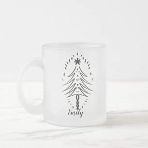 Tasse Givré Doodle d'arbre de Noël, Art à l'encre fantaisiste