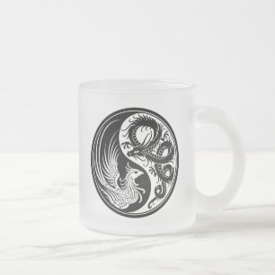 Tasse Givré Dragon blanc et noir Phoenix Yin Yang