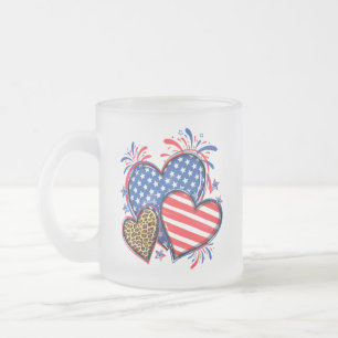 Tasse Givré Drapeau Américain Cœur Léopard Sublimation-64210