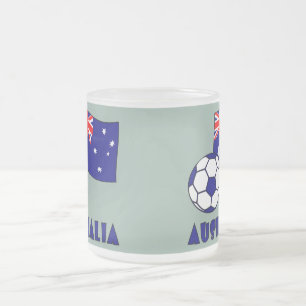 Tasse Givré Drapeau de balle de football australien bleu sur f