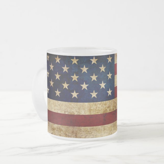 Tasse Givré Drapeau USA / Grunged (Devant gauche)