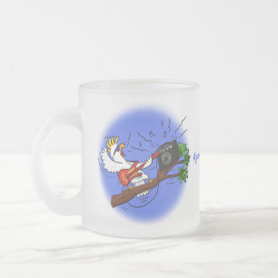Tasse Givré Drôle cockatoo jouant de la guitare rock dessin an