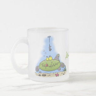 Tasse Givré Drôle gras affamé poisson vert dessin de pêche