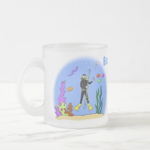 Tasse Givré Drôle plongeur et poisson mer créatures dessin ani
