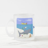 Drôle requin couché et dessin animé de pêche