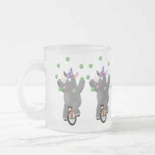Tasse Givré Drôle rhinocéros mignon jonglant sur monocycle
