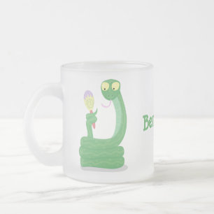 Tasse Givré Drôle serpent vert avec caricature maraca