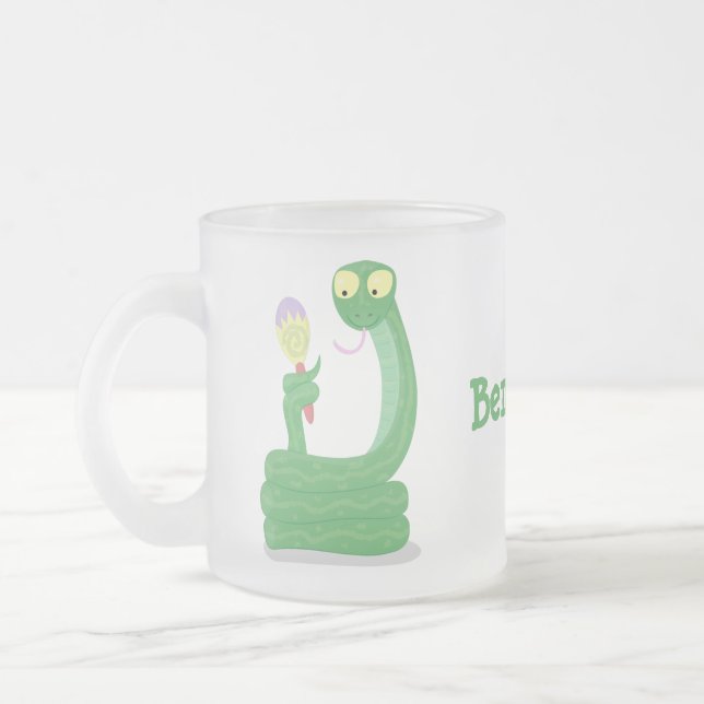 Tasse Givré Drôle serpent vert avec caricature maraca (Gauche)