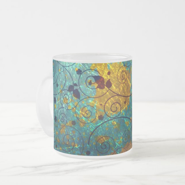 Tasse Givré Elegant Blue and Gold Vine Abstract (Devant gauche)