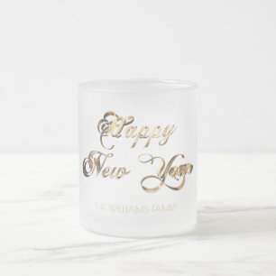 Tasse Givré Élégant Faux Gold Script Bonne année