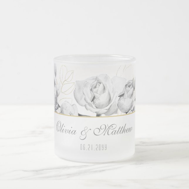 Tasse Givré Élégant moderne chic noir blanc or Mariage cadeau  (Centre)