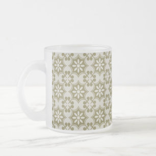 Tasse Givré Élégant motif répétitif de Fleur de Lis vert olive