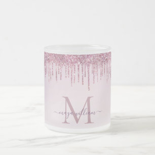 Tasse Givré Élégant Rose de Parties scintillant Monogramme