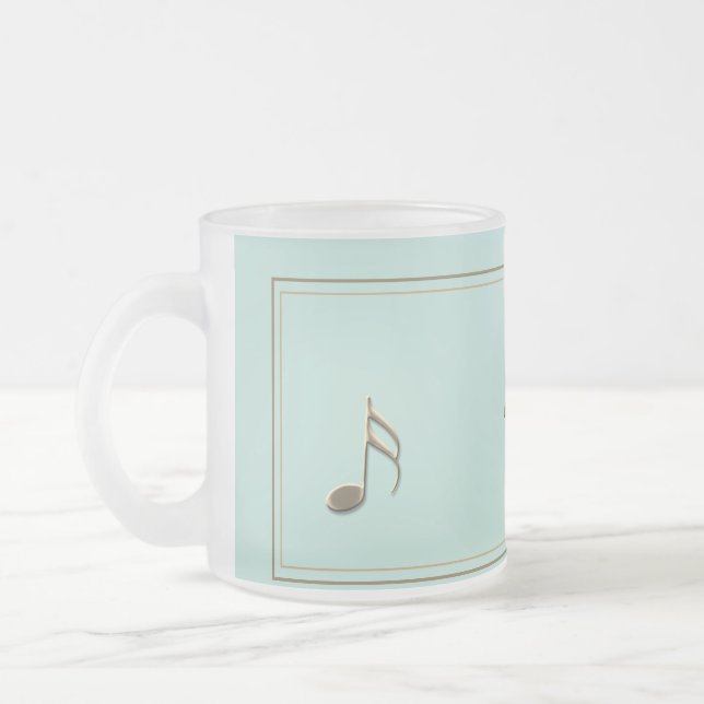 Tasse Givré Elégant Seafoam Embossé Music Note Piano Singer (Gauche)