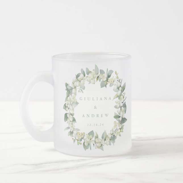 Tasse Givré Elégant Snowberry+Eucalyptus Wreath Mariage (Gauche)