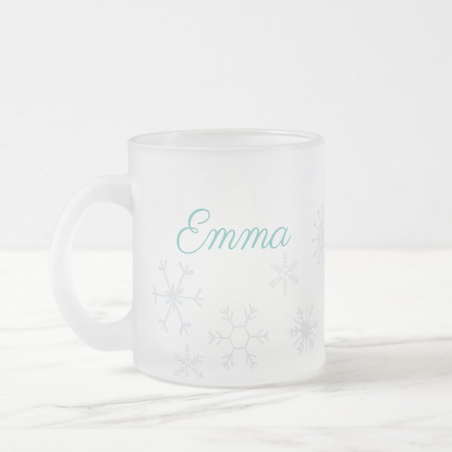 Tasse Givré Élégant Snowflakes d'hiver congelé avec nom person (Gauche)