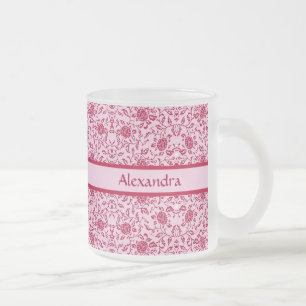 Tasse Givré Elégante Fleur rose et rouge Damas