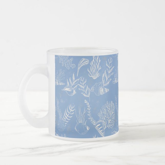 Tasse Givré Élégante toile bleue océane (Gauche)