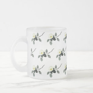 Tasse Givré encre blanche de camélia sumi et aquarelle japonai