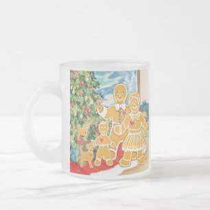 Tasse Givré Famille de pain d'épice avec leur arbre de Noël