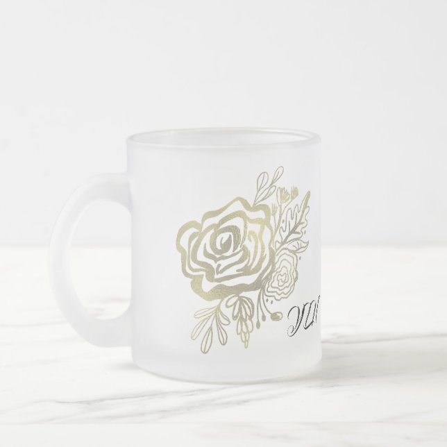 Tasse Givré Faux or rose français floral (Gauche)