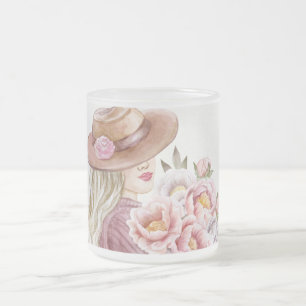 Tasse Givré Femme Élégante avec Peonies Impression d'Art à l'A