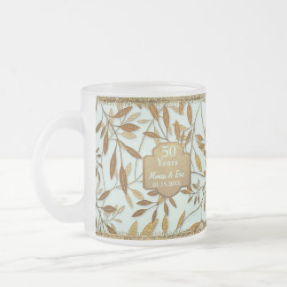 Tasse Givré Feuilles d'or 50e anniversaire Mariage